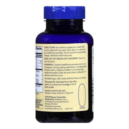 Dietary Supplement Foster & Thrive™ Flaxseed Oil 1,000 mg Strength Softgel 100 per Bottle
