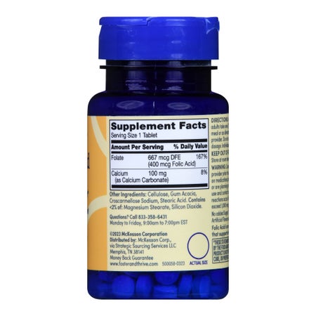 Vitamin Supplement Foster & Thrive™ Folic Acid 400 mcg Strength Tablet 250 per Bottle
