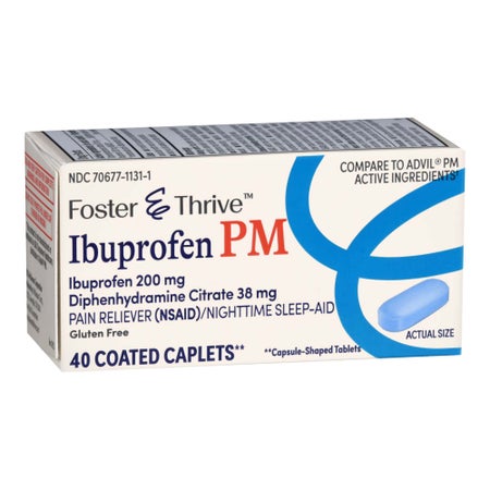 Nightime Pain / Allergy Relief Foster & Thrive™ 200 mg - 38 mg Strength Ibuprofen / Diphenhydramine Capsule 40 per Bottle