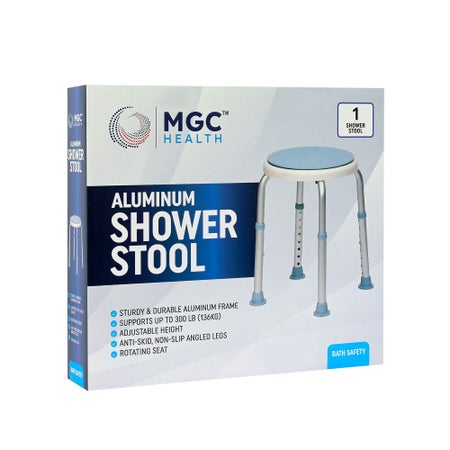 Shower Stool MGC™ Health Without Arms Aluminum Frame Without Backrest 14 Inch Seat Width 300 lbs. Weight Capacity