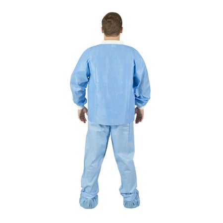Lab Jacket Halyard Blue Medium Hip Length 3-Layer SMS Disposable