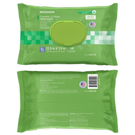 Flushable Personal Wipe McKesson Soft Pack Scented 48 Count