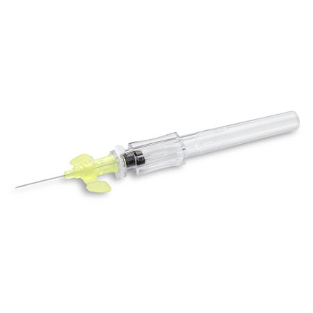Peripheral IV Catheter McKesson 24 Gauge 3/4 Inch Polyurethane Winged Hub Non Blood Control Push Button Safety
