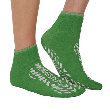 Risk Management Slipper Socks Care-Steps® Unisex Adult Medium Double Tread Single Patient Use Green