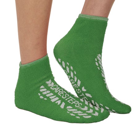Risk Management Slipper Socks Care-Steps® Unisex Adult Large Double Tread Single Patient Use Green
