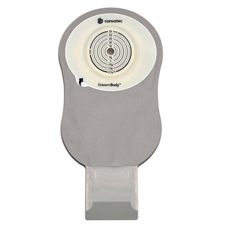 Ostomy Pouch Esteem Body™ One-Piece System 11 Inch Length Convex, Pre-Cut 25 mm Stoma Drainable