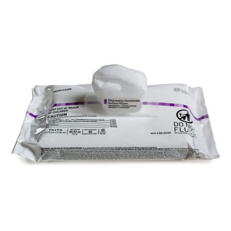 Surface Disinfectant Cleaner McKesson Premoistened Germicidal Manual Pull Wipe 80 Count Soft Pack Alcohol Scent NonSterile