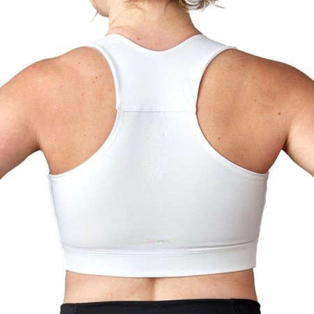 Post-Surgical Bra Larissa 28 Inch Chest X-Small White Front Hook and Loop Closure Drain Tabs