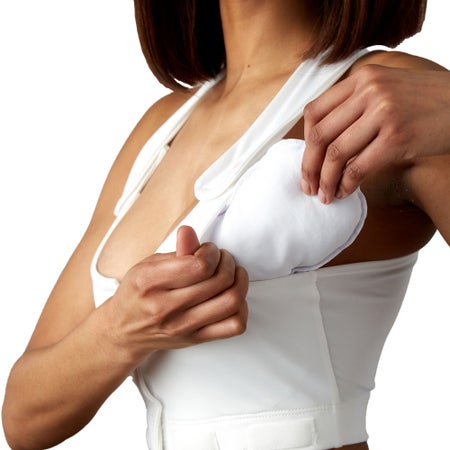 Post-Surgical Bra Larissa 28 Inch Chest X-Small White Front Hook and Loop Closure Drain Tabs