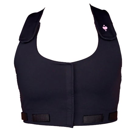 Post-Surgical Bra Larissa 44 to 48 Inch Chest 2X-Large Black Front Hook and Loop Closure Drain Tabs