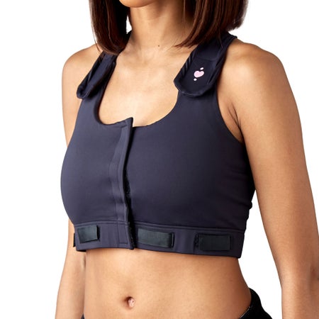Post-Surgical Bra Larissa 44 to 48 Inch Chest 2X-Large Black Front Hook and Loop Closure Drain Tabs