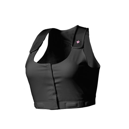 Post-Surgical Bra Larissa 44 to 48 Inch Chest 2X-Large Black Front Hook and Loop Closure Drain Tabs