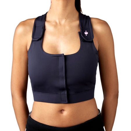 Post-Surgical Bra Serena 56 to 60 Inch Chest 7X-Large Black Front Hook and Loop Closure Internal Pockets