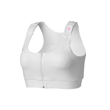 Post-Surgical Bra Shirl 36 to 38 Inch Chest Large White Front Zipper / Snap Closure Racerback