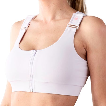 Post-Surgical Bra Shirl 36 to 38 Inch Chest Large White Front Zipper / Snap Closure Racerback