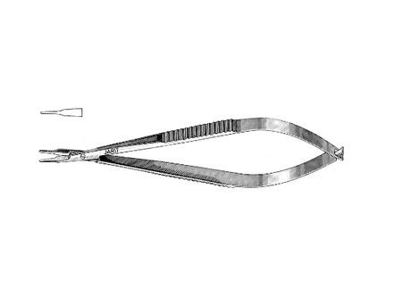Needle Holder Jarit® McPherson 4-1/4 Inch Length 1.2 mm Wide Straight Smooth Tips Flat Serrated Handle