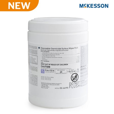 Surface Disinfectant Cleaner McKesson Premoistened Bleach Germicidal Manual Pull Wipe 65 Count Canister Alcohol Scent NonSterile