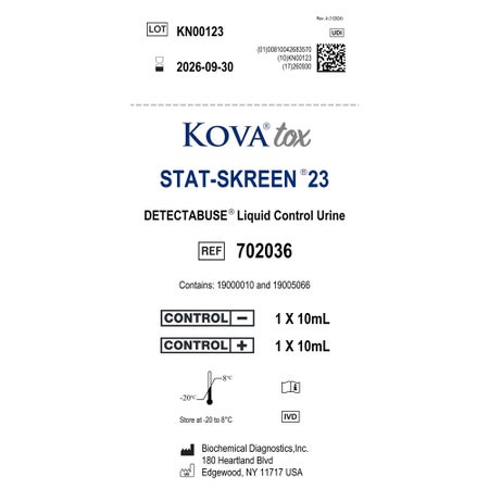 Control Set KOVA tox® Detectabuse® Stat%XE2%X80?Skreen 23 Drugs of Abuse 23 Drug Panel Positive Level / Negative Level