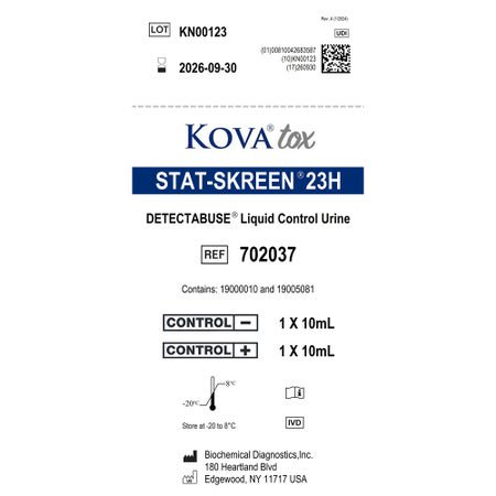 Control Set KOVA tox® Detectabuse® Stat%XE2%X80?Skreen 23H Drugs of Abuse 23 Drug Panel, High Positive Level / Negative Level