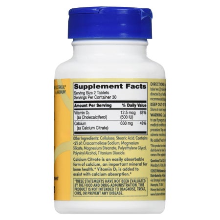 Joint Health Supplement Foster & Thrive™ Calcium Citrate / Vitamin D3 500 IU - 630 mg Strength Tablet 60 per Bottle
