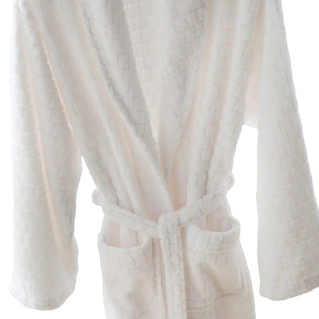 Patient Robe Unisex One Size Fits Most Geometric Beige / Ivory Print Reusable