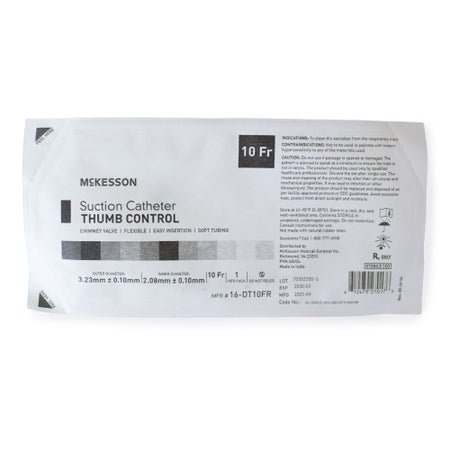 Suction Catheter McKesson Flexible Type DeLee Tip Open Style Chimney Control Vent 10 Fr. Sterile