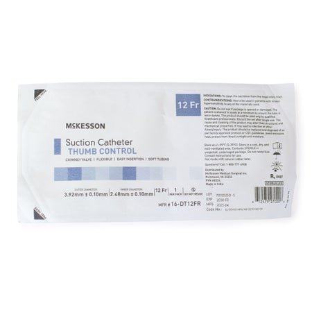 Suction Catheter McKesson Flexible Type DeLee Tip Open Style Chimney Control Vent 12 Fr. Sterile