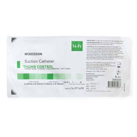 Suction Catheter McKesson Flexible Type DeLee Tip Open Style Chimney Control Vent 14 Fr. Sterile