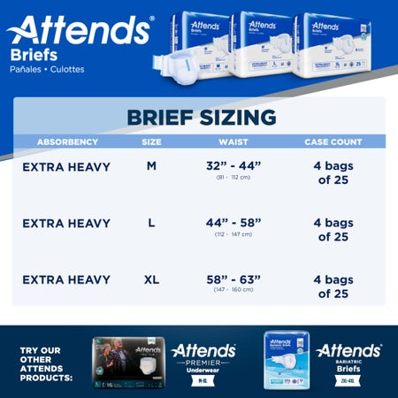 Incontinence Brief Attends® Care Advanced Adult Medium Unisex Disposable Heavy Absorbency