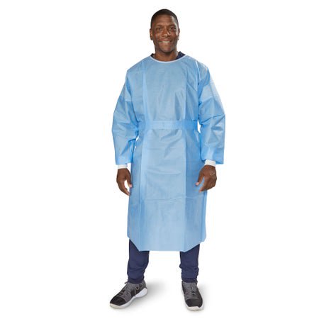 Protective Procedure Gown McKesson One Size Fits Most Blue NonSterile Not Rated Disposable