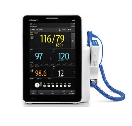 Vital Signs Monitor Mindray VS9 Spot Check CO2, NIBP, Masimo SpO2, Exergen Temporal Thermometer AC Power