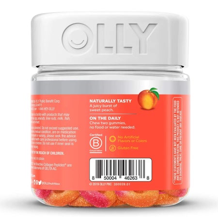 Dietary Supplement OLLY® Collagen Rings Collagen Peptides 2,500 mg Strength Gummy 30 per Bottle Peach Flavor