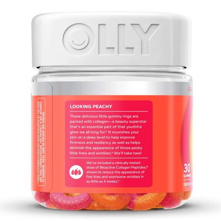 Dietary Supplement OLLY® Collagen Rings Collagen Peptides 2,500 mg Strength Gummy 30 per Bottle Peach Flavor