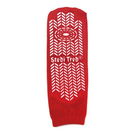 Risk Management Slipper Socks Stedi Tred® Unisex Adult Small / Medium Double Tread Single Patient Use Red