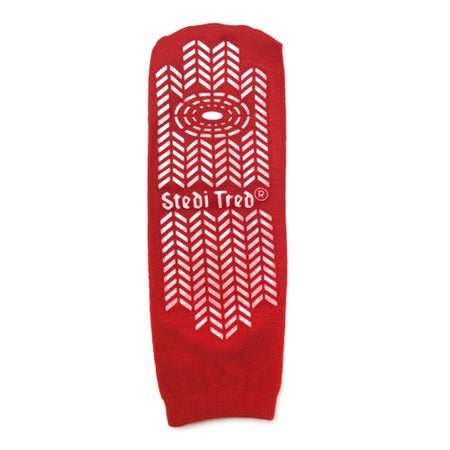 Risk Management Slipper Socks Stedi Tred® Unisex Adult X-Large Double Tread Single Patient Use Red