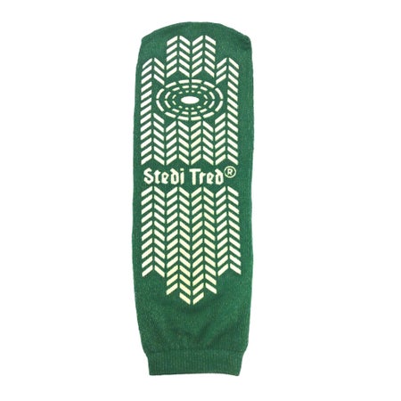 Slipper Socks Stedi Tred® Unisex Adult X-Large Double Tread Single Patient Use Green