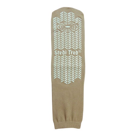 Slipper Socks Stedi Tred® Unisex Adult Large Double Tread Single Patient Use Beige