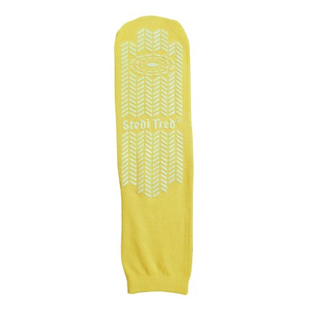 Risk Management Slipper Socks Stedi Tred® Unisex Adult Large Double Tread Single Patient Use Yellow
