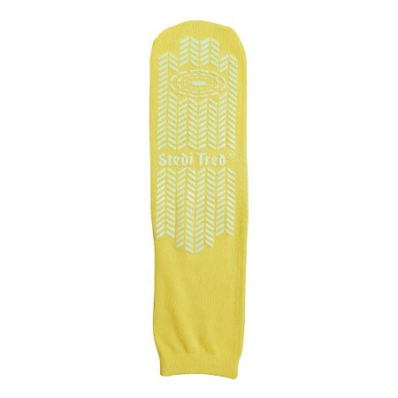 Risk Management Slipper Socks Stedi Tred® Unisex Adult X-Large Double Tread Single Patient Use Yellow
