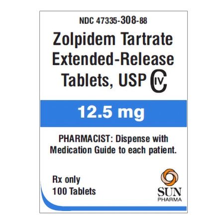 Zolpidem Tartrate 12.5 mg Tablet 100 Tablets