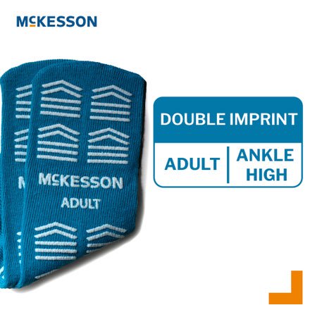Slipper Socks McKesson Unisex Adult One Size Fits Most Double Tread Single Patient Use Teal