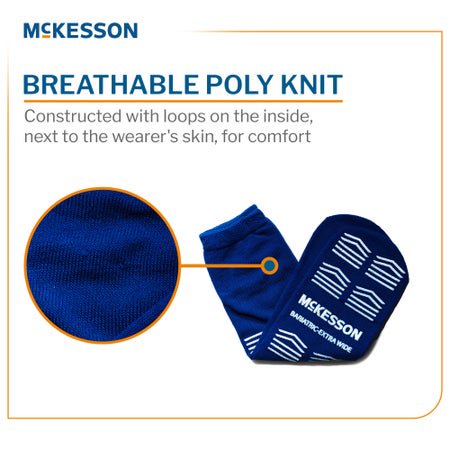 Slipper Socks McKesson Unisex Adult Bariatric / X-Wide Single Tread Single Patient Use Royal Blue