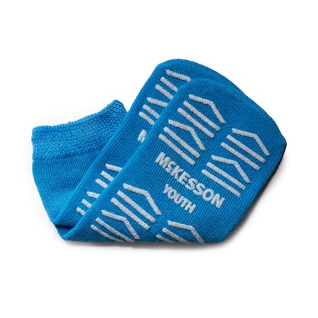 Slipper Socks McKesson Unisex Youth Double Tread Single Patient Use Light Blue