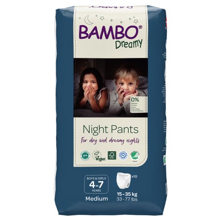 Unisex Youth Training Pants Bambo® Dreamy Night Pant Pull On with Tear Away Seams Size 4 to 7 Years Disposable Heavy Absorbency