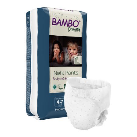 Unisex Youth Training Pants Bambo® Dreamy Night Pant Pull On with Tear Away Seams Size 4 to 7 Years Disposable Heavy Absorbency