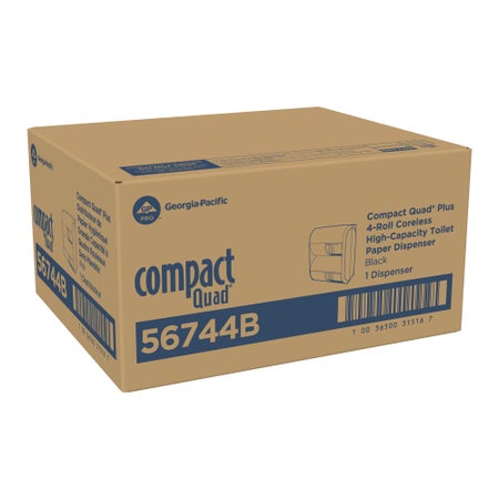 Toilet Paper Dispenser COMPACT® Black Manual Pull 4 Rolls Wall Mount