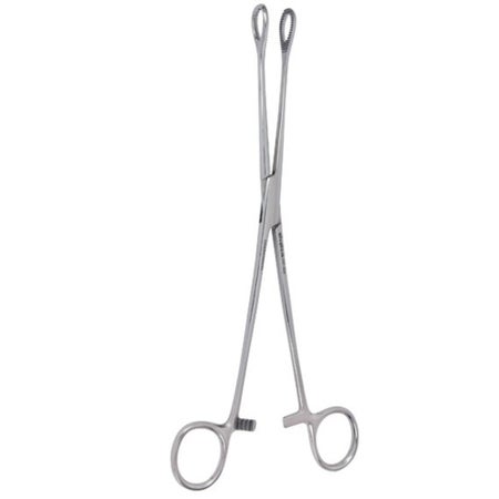 Sponge Forceps Vantage® Foerster 9-1/2 Inch Length Floor / Office Grade Pakistani Stainless Steel NonSterile Locking Finger Ring Handle Straight Fenestrated Serrated Oval Tips