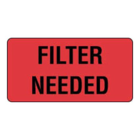 Pre-Printed Label pdc® Auxiliary Label Red Permanent Paper Filter Needed Black Communication Label 3/8 X 7/8 Inch