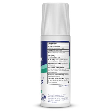 Topical Pain Relief Theraworx® Relief 4% Strength Lidocaine Roll-On 2.5 oz