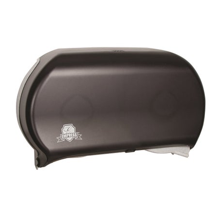 Toilet Tissue Dispenser Empress Black Plastic Manual Pull Double Roll Wall Mount